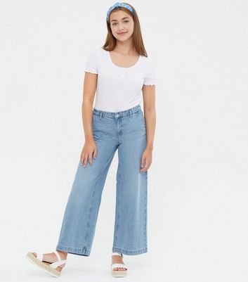 KIDS ONLY Pale Blue Wide Leg Crop Jeans | New Look