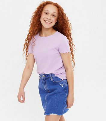 KIDS ONLY Lilac Ribbed Frill T Shirt New Look