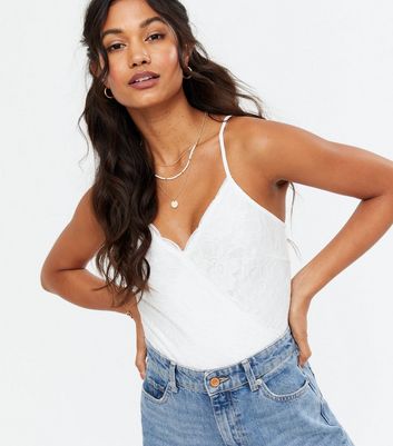 white lace v neck bodysuit