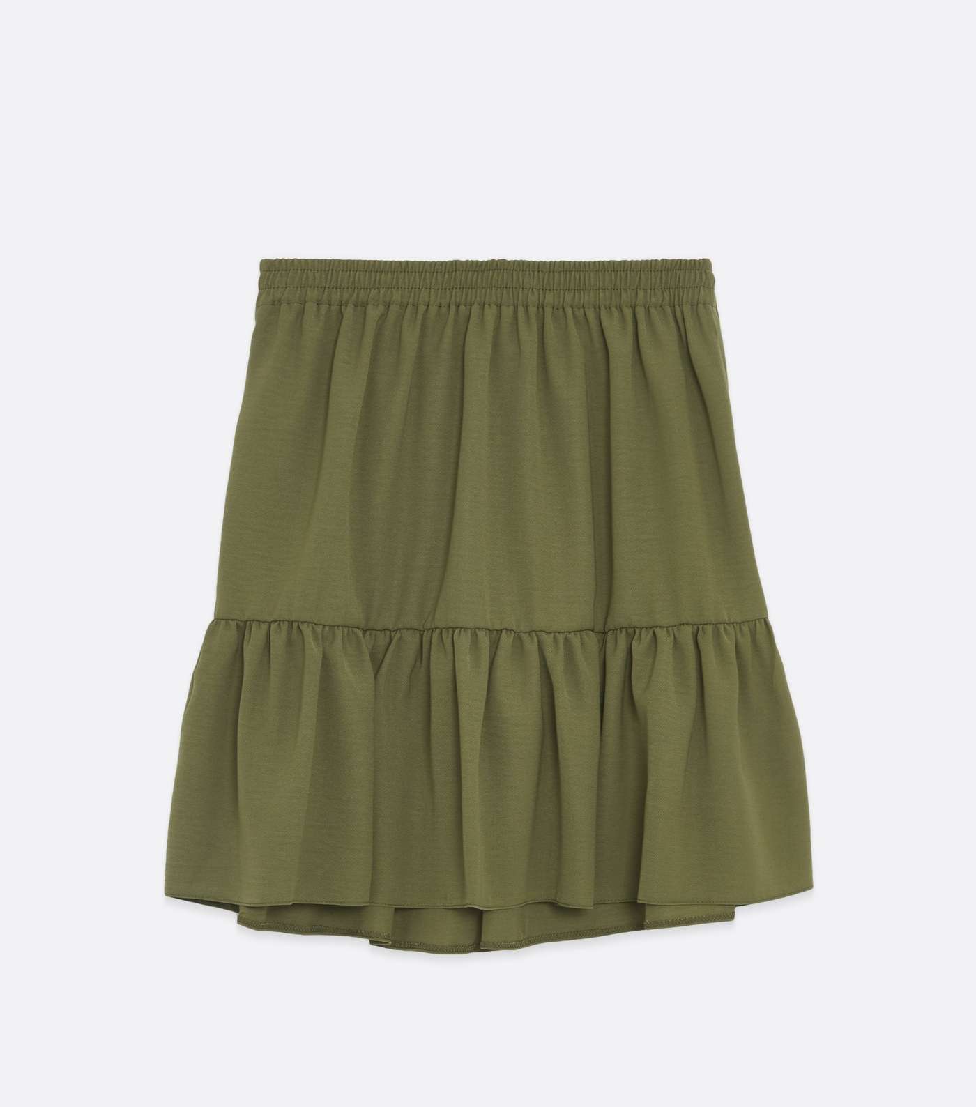 Olive Herringbone Tiered Mini Skirt  Image 5