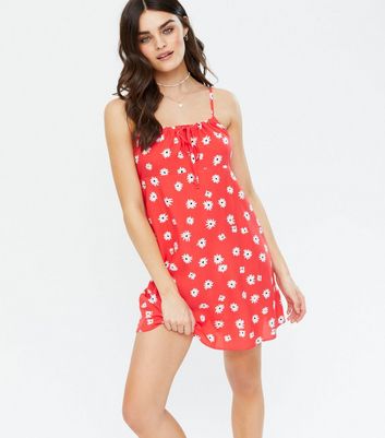 new look red daisy dress