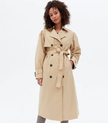 Tall Stone Puff Sleeve Belted Trench Coat