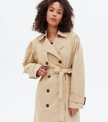 Damen Bekleidung Tall Stone Puff Sleeve Belted Trench Coat