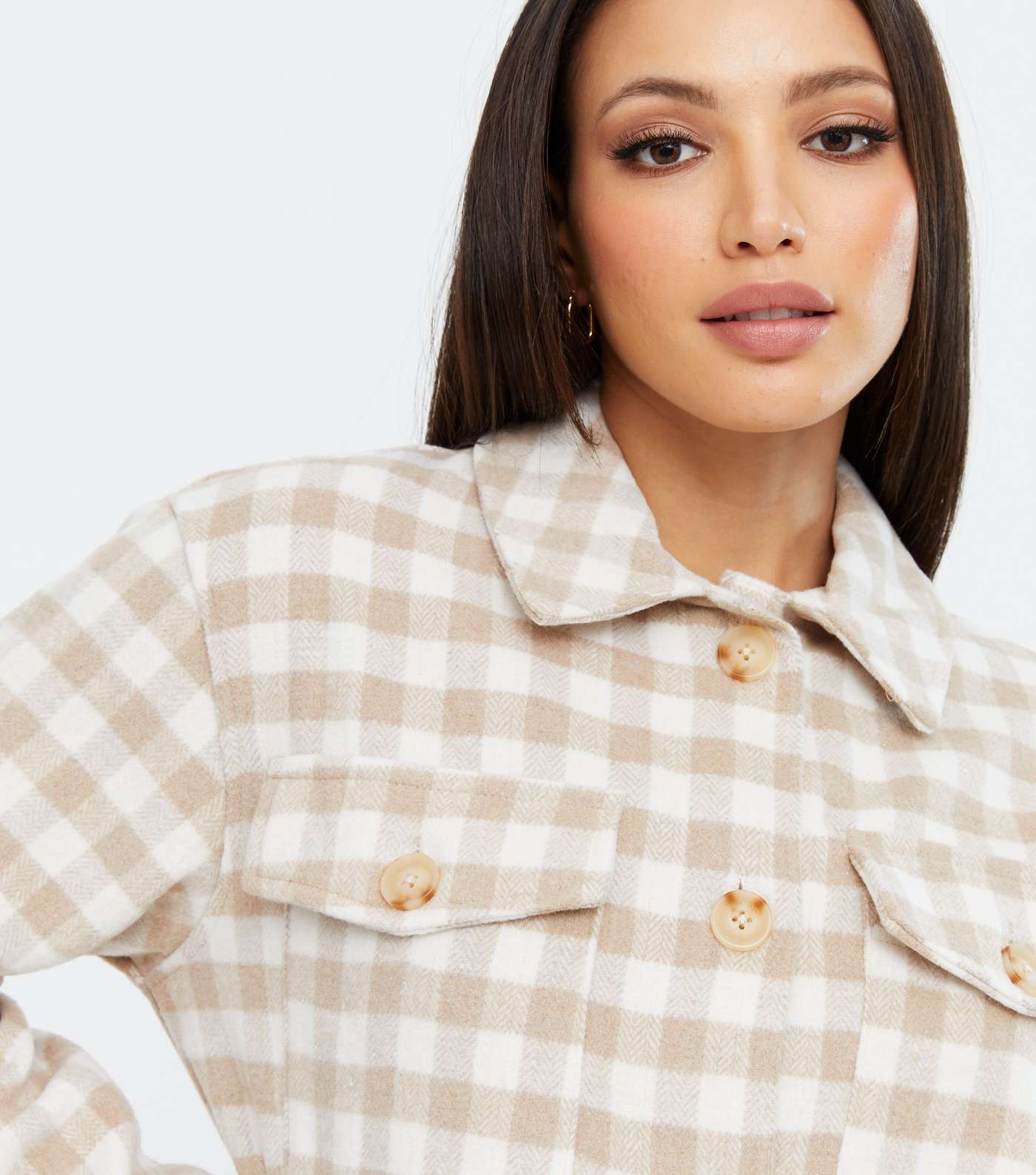 Tall Off White Gingham Shacket Image 3