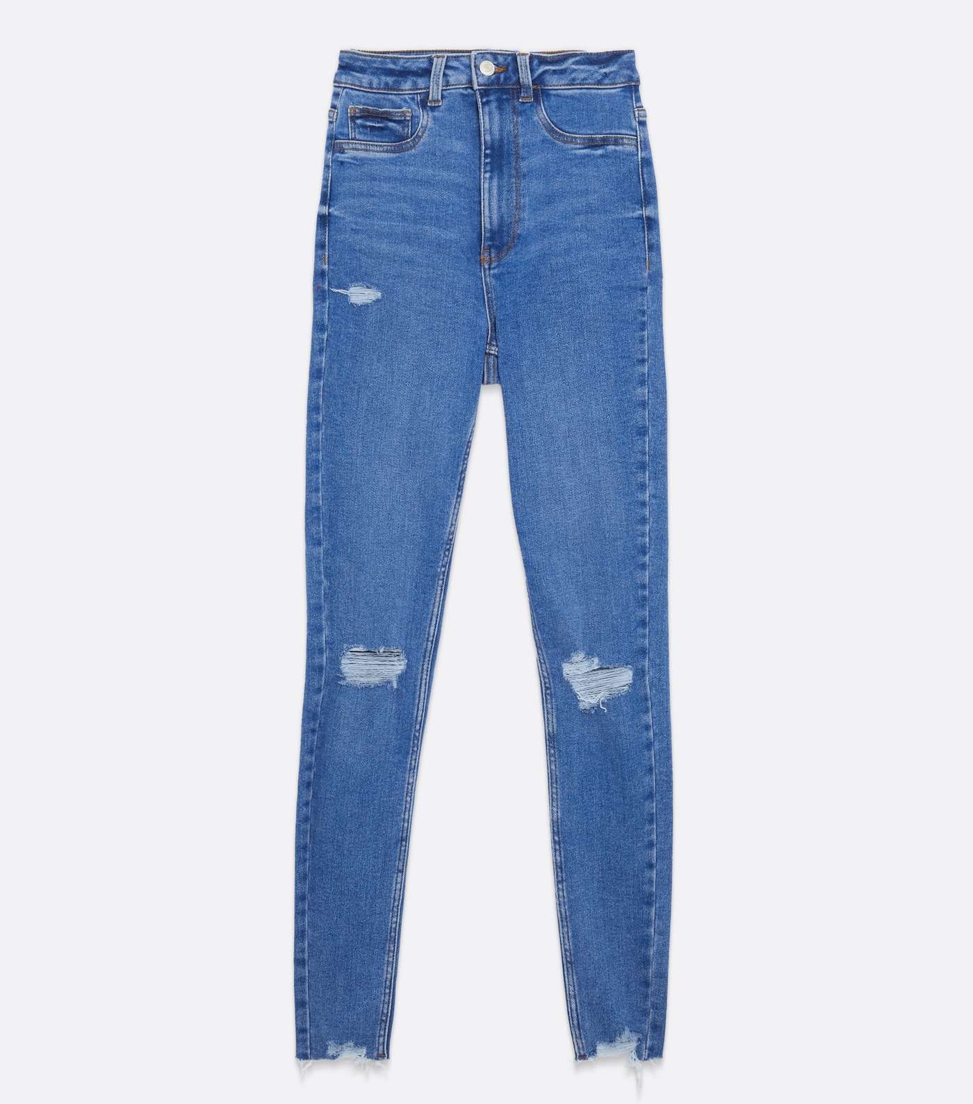 Tall Bright Blue Ripped High Waist Hallie Super Skinny Jeans Image 5