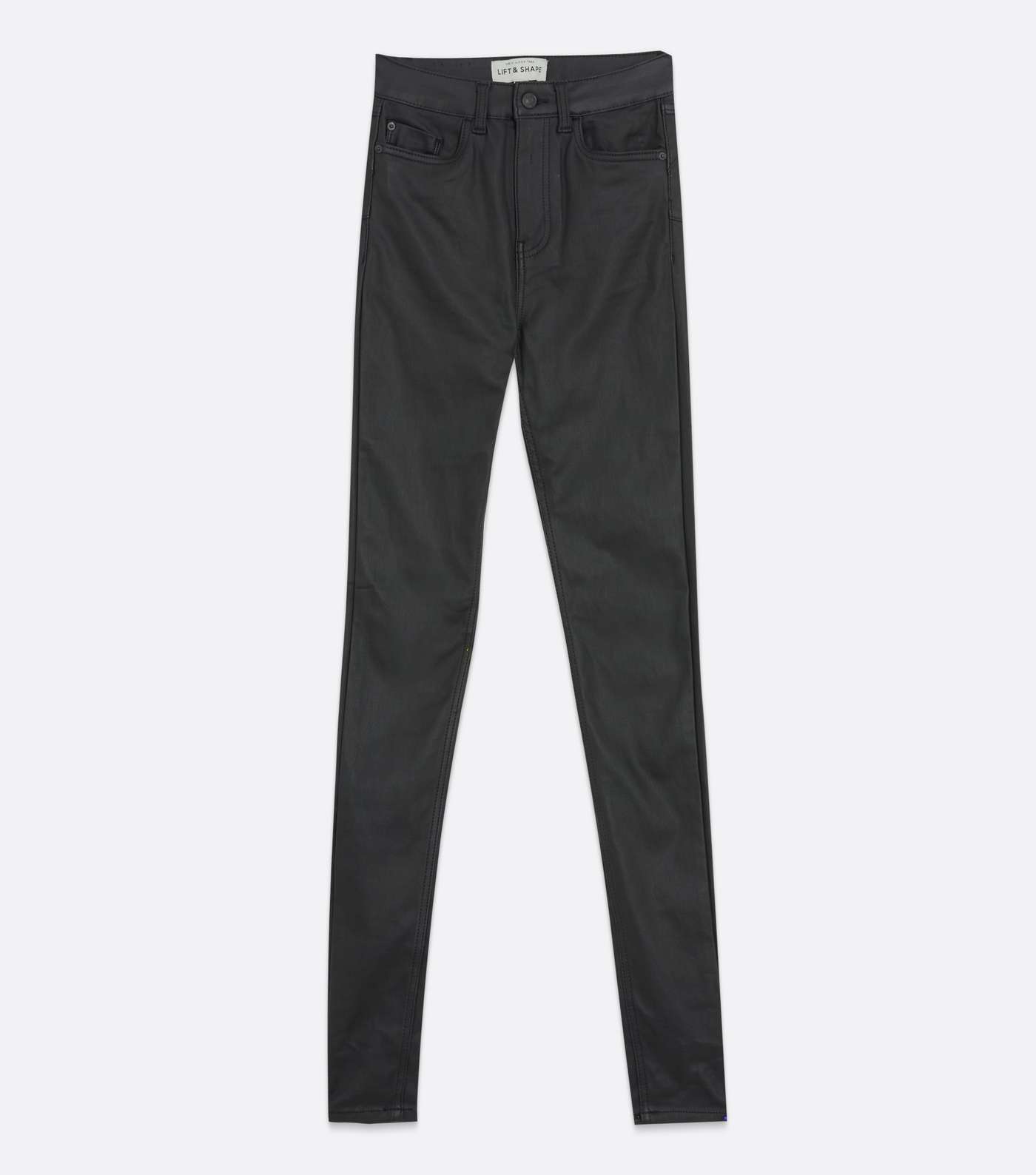 Tall Black Leather-Look High Waist Hallie Super Skinny Jeans Image 5
