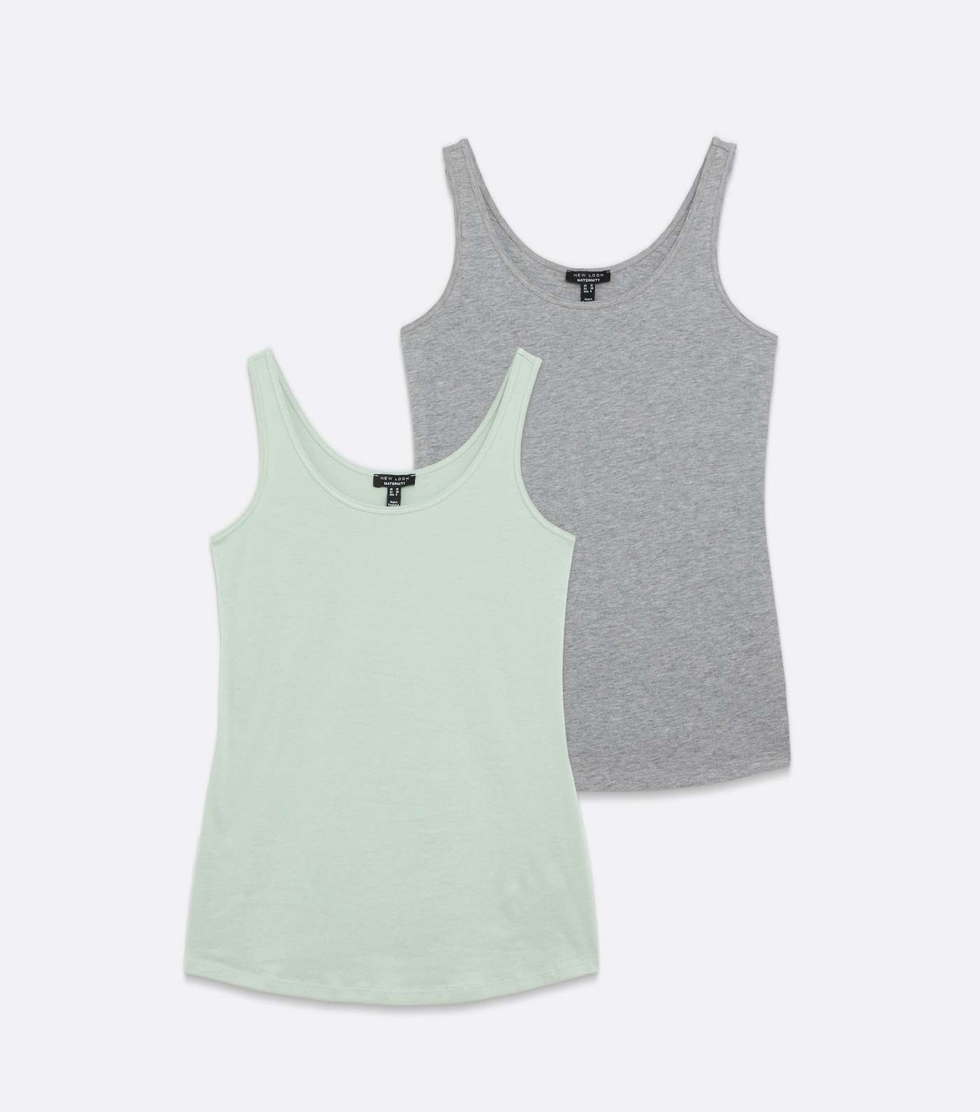 Maternity 2 Pack Green and Grey Scoop Neck Vests Image 5