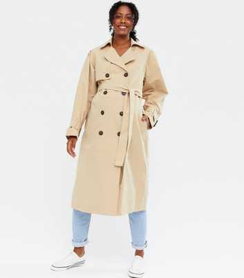 Maternity Stone Puff Sleeve Belted Trench Coat