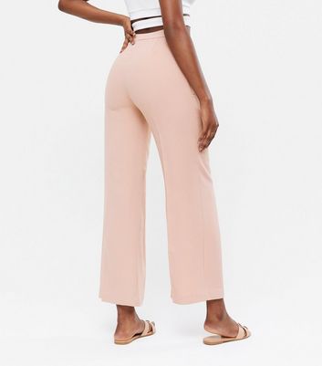 Pale Pink Wide Leg Suit Trousers  New Look