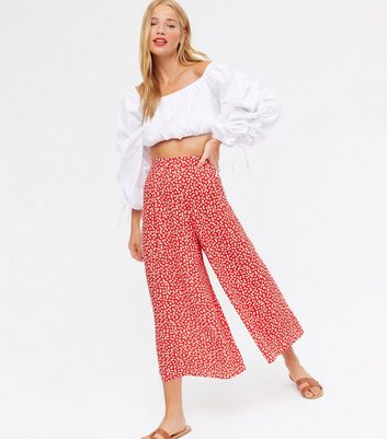 Red Paperbag Trousers  New Look