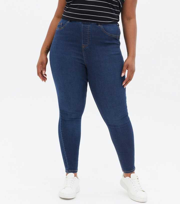 Exclusive! High Quality New Look™ Dark Blue Mid Rise 'Life & Shape' Emilee  Jeggings