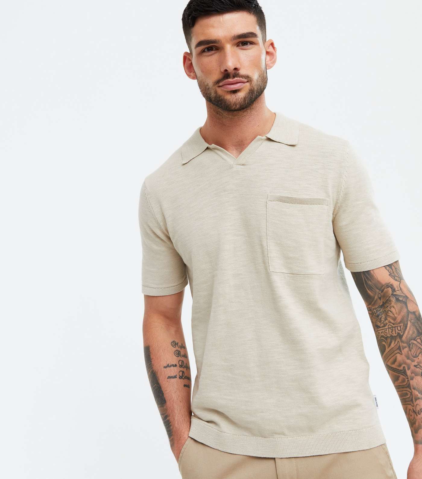Only & Sons Stone Knit Polo Shirt