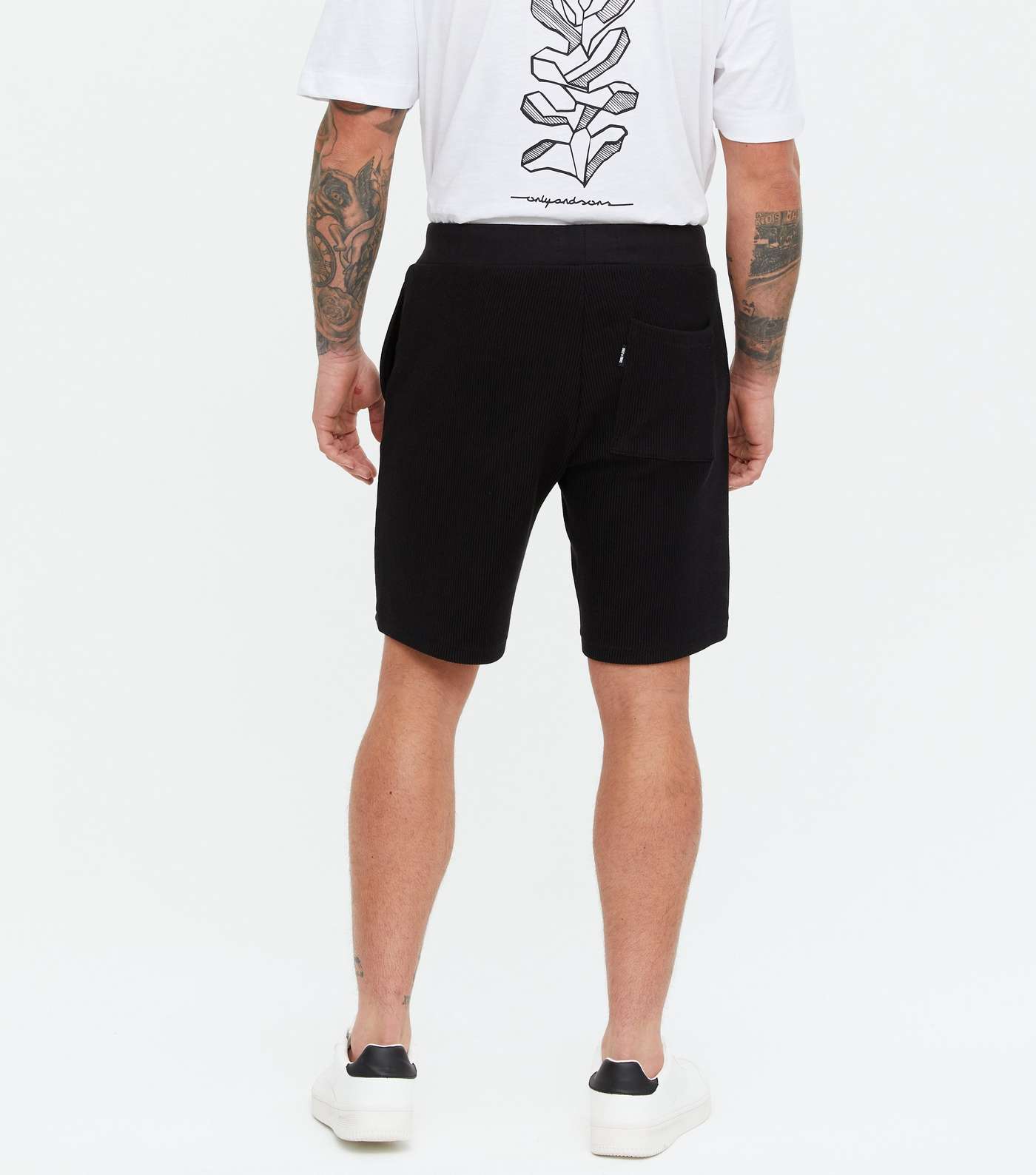 Only & Sons Black Ribbed Jersey Shorts Image 4