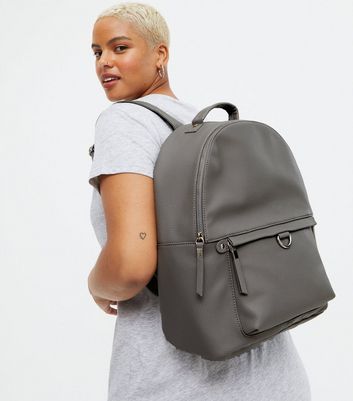 leather look backpack women's