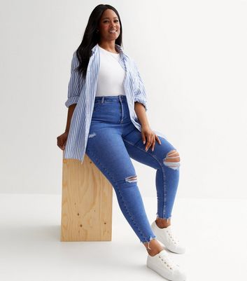 Blue ripped high waist shop super skinny hallie jeans