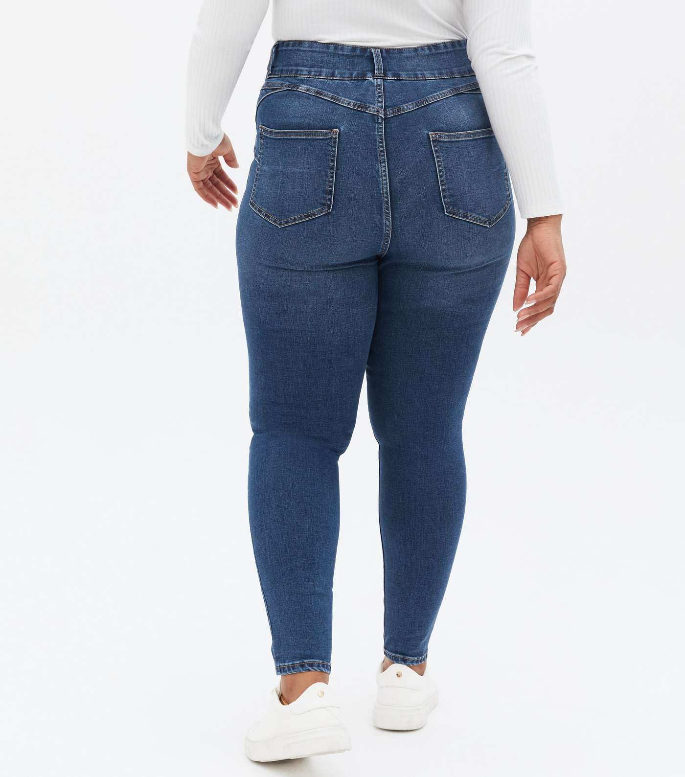Curves Blue Lift & Shape High Waist Yazmin Skinny Jeans Image 4
