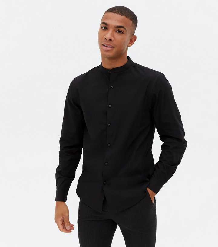 Black Long Sleeve Collar Shirt | New Look
