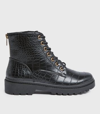 New look hotsell black croc boots