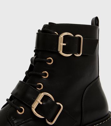 black biker boots with buckles