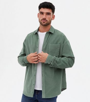 Khaki Cord Long Sleeve Oversized Shirt | New Look