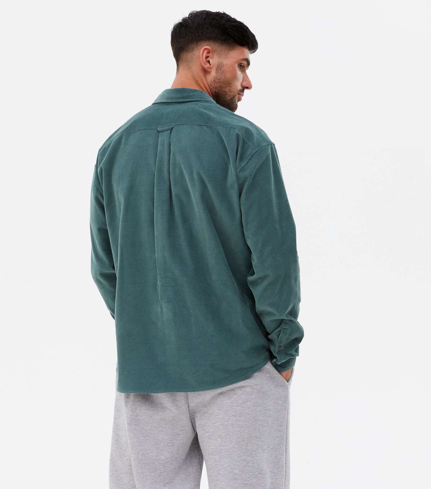 Teal Cord Long Sleeve Oversized Shirt Image 4