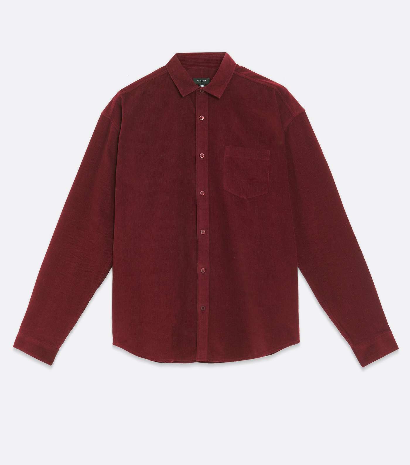 Burgundy Cord Long Sleeve Oversized Shirt Image 5