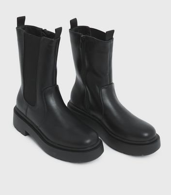 Black High Ankle Chunky Boots New Look Vegan