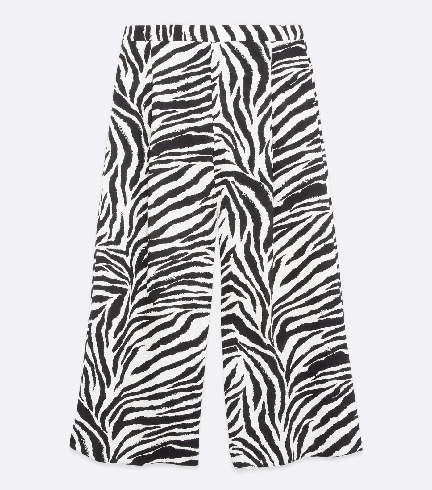 White Zebra Print Wide Leg Crop Trousers Image 5