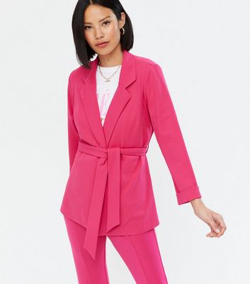 pink belted blazer