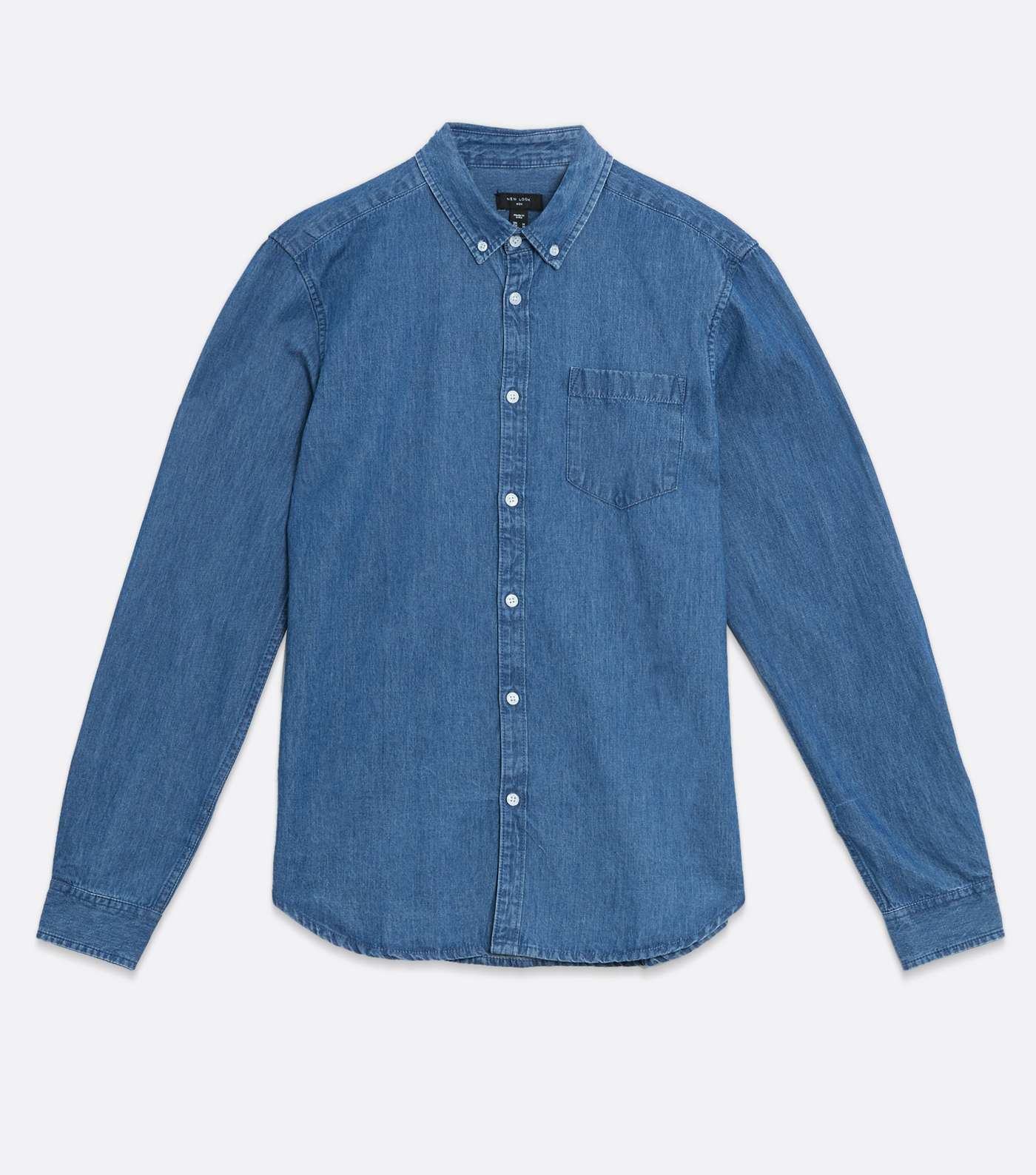 Blue Denim Pocket Front Long Sleeve Shirt Image 5