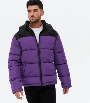 Men's color block puffer jacket on sale