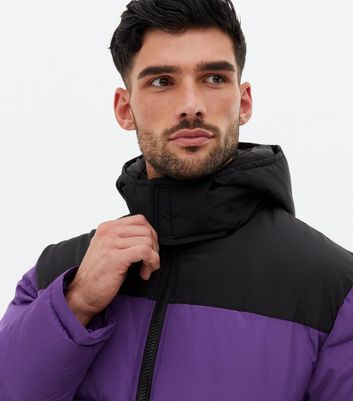Purple Colour Block Puffer Jacket | New 