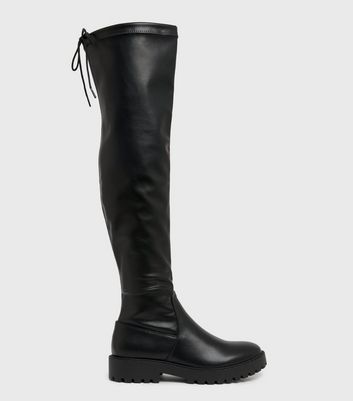 Black tie shop knee high boots