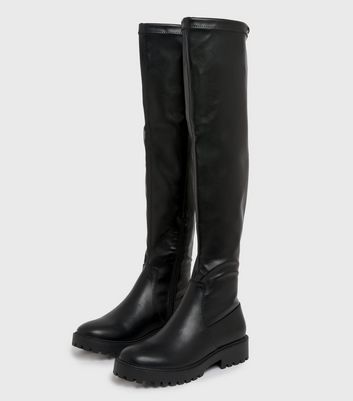 tie back over the knee chunky boots