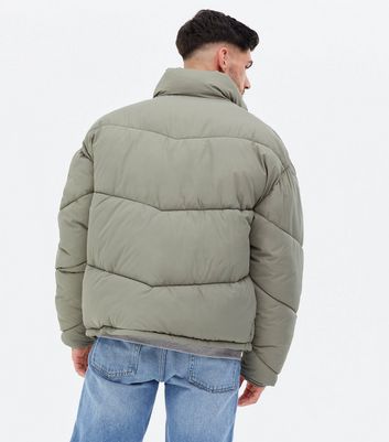 olive puffer jacket mens