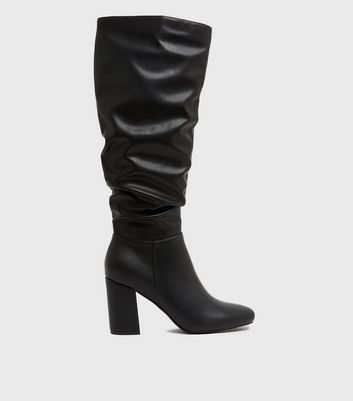 knee high slouch boots with heel