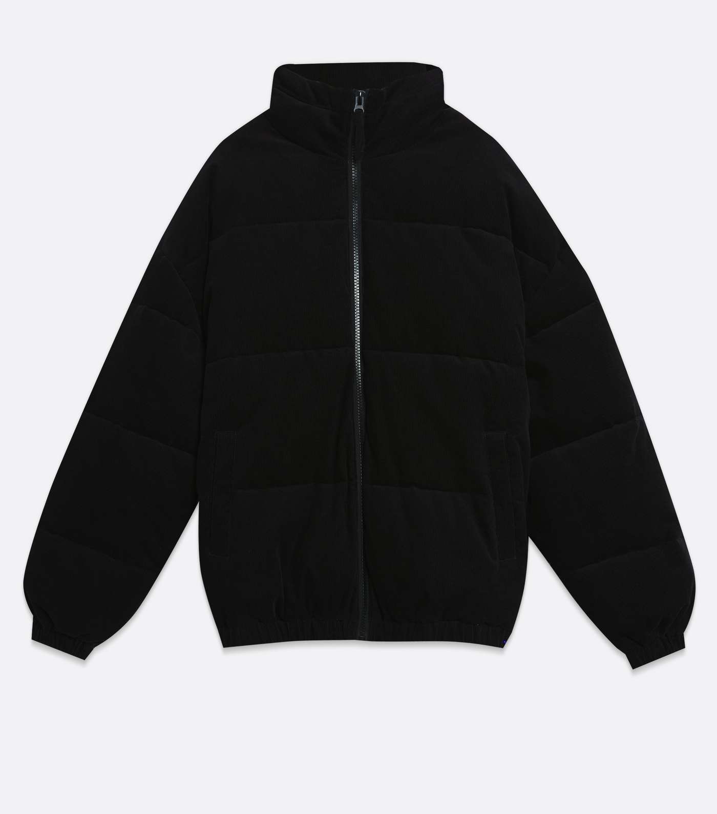 Black Cord High Neck Oversized Puffer Jacket Image 5