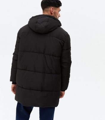 men's hooded long puffer jacket