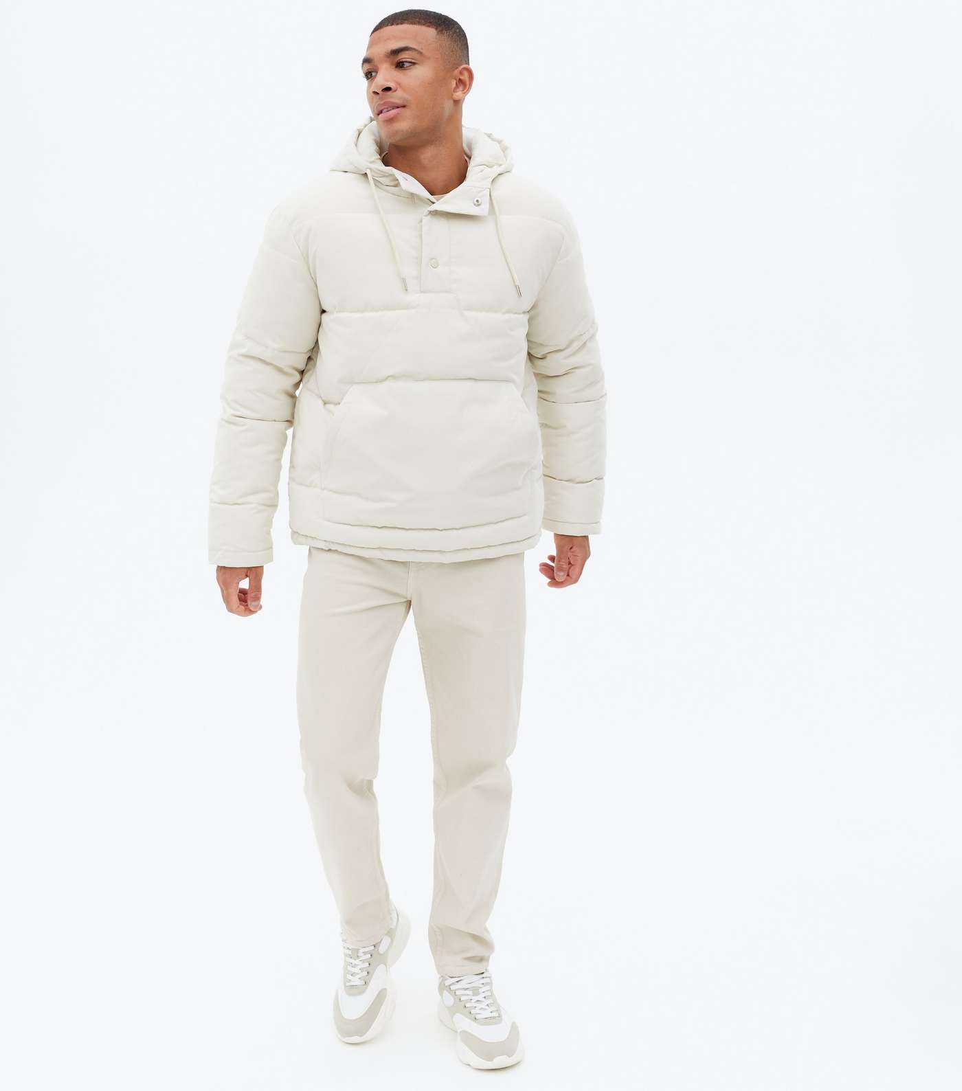 Off White Hooded Pocket Front Puffer Jacket Image 2