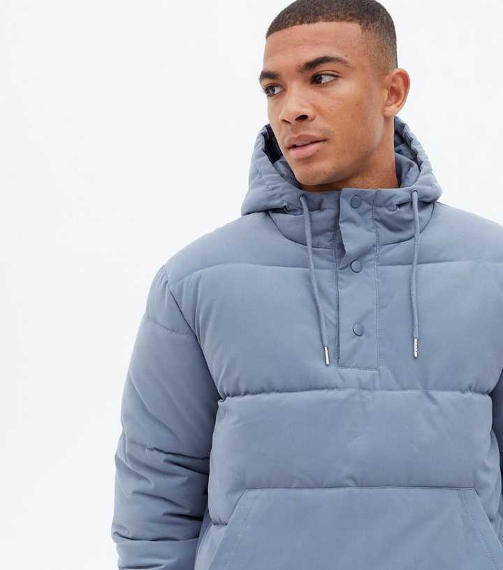 men's light blue puffer jacket