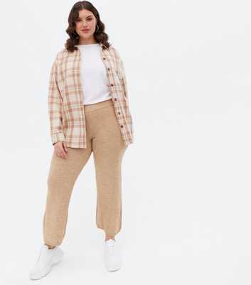 ONLY Curves Camel Knit High Waist Joggers