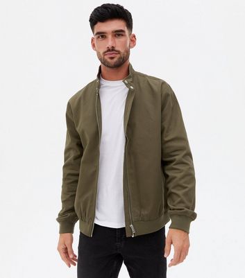 Khaki High Neck Harrington Jacket | New Look