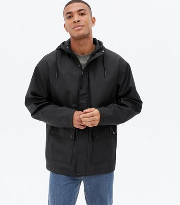 Black Pocket Front Hooded Anorak New Look