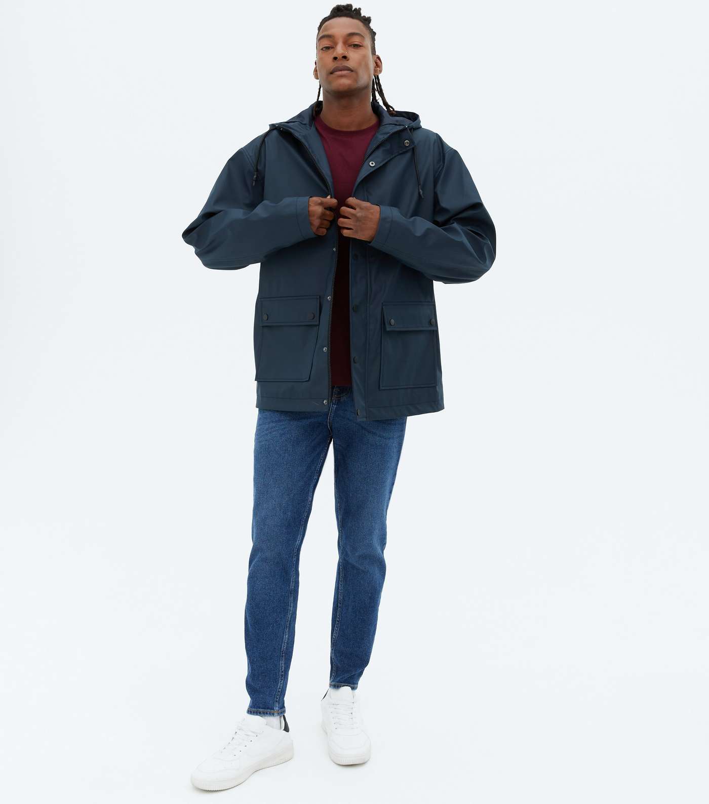 Navy Pocket Front Hooded Anorak Image 2