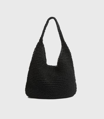 Black straw tote sale