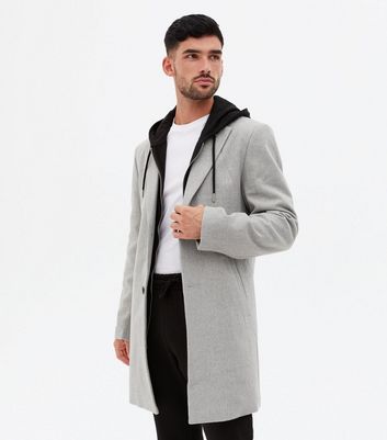 Grey Revere Collar Long Coat New Look