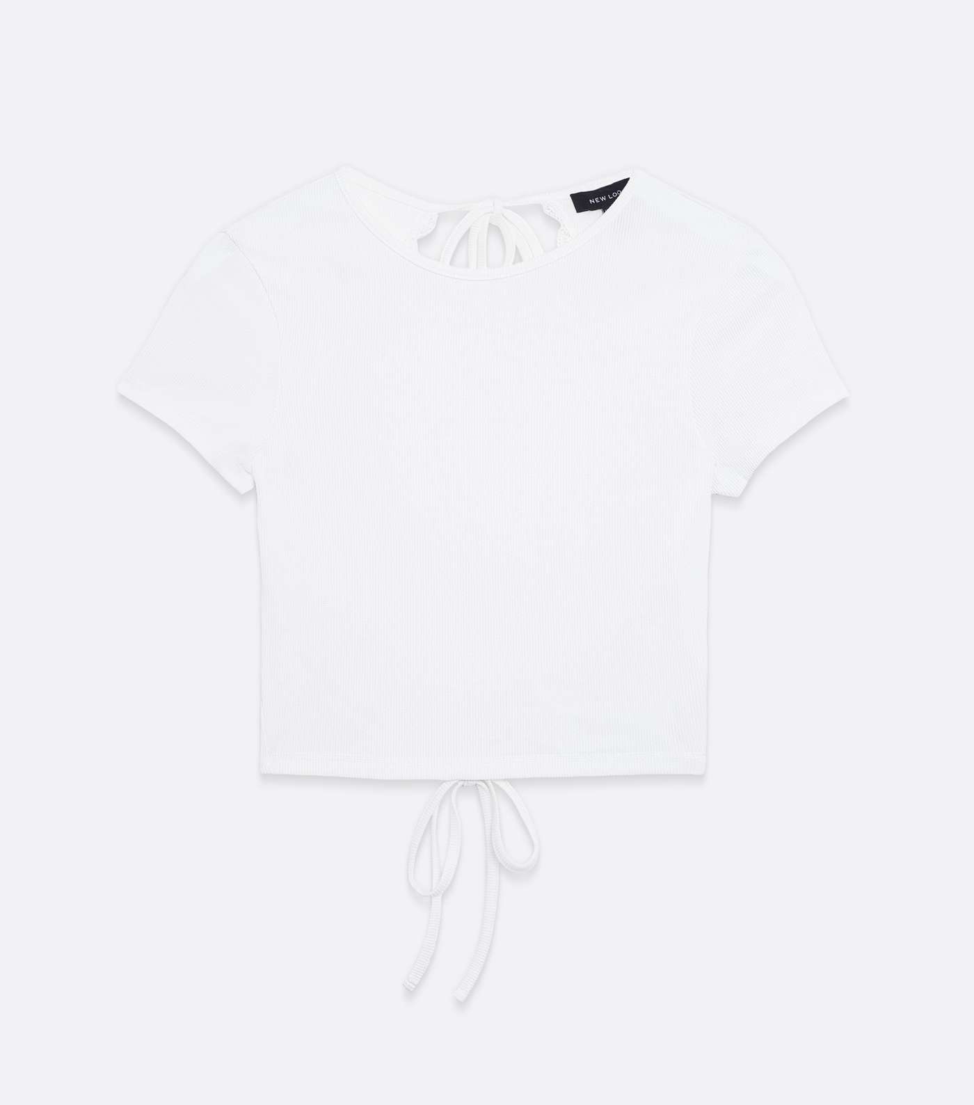 White Lace Trim Open Back T-Shirt Image 5