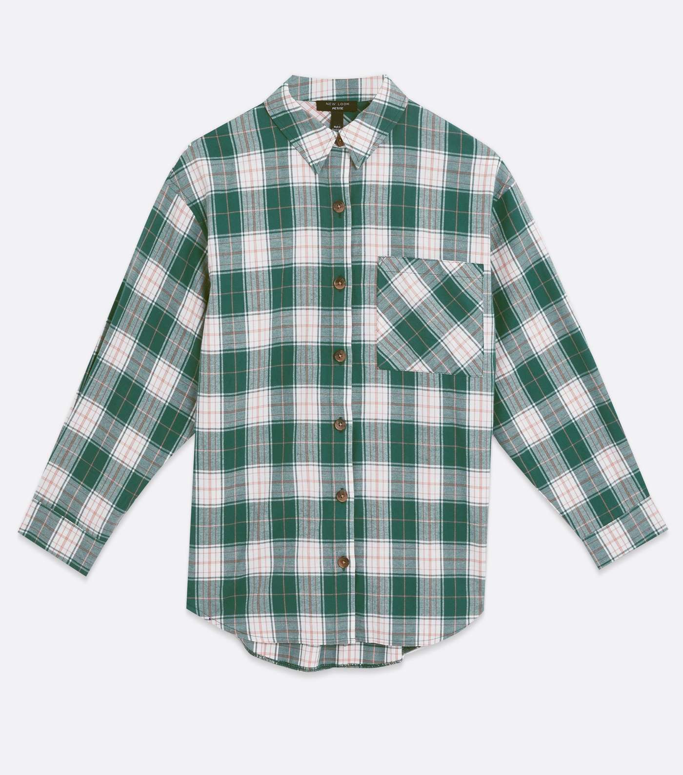 Petite Green Check Long Sleeve Oversized Shirt Image 5