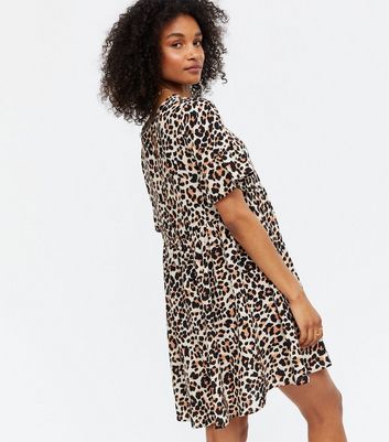 new look leopard smock dress