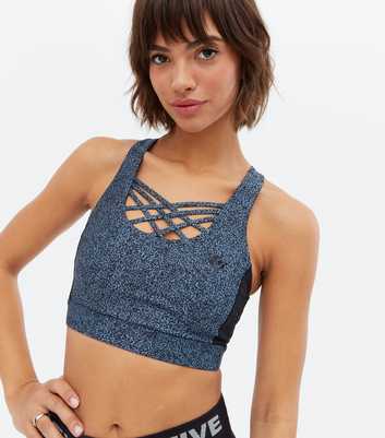 ONLY PLAY Blue Abstract Sports Crop Top
